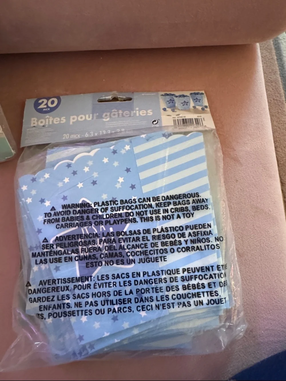 Baby Shower Treat Boxes - Blue & White Set (20 pcs) includes (2)packages. NWT